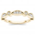 Solid 10K Yellow Gold 0.10 Ct Round Cut Diamond Wedding Band