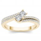 Genuine 0.50 Carat 14K Yellow Gold Round Cut Diamond Halo Engagement Ring Genuine 0.50 Carat 14K Yellow Gold Round Cut Diamond Halo Engagement Ring