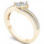 Genuine 0.50 Carat 14K Yellow Gold Round Cut Diamond Halo Engagement Ring