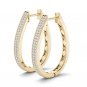 Natural 10k Yellow Gold 0.33 Ct Round Cut Diamond Hoop Earrings HI I2 Hooks