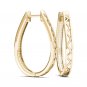 Natural 10k Yellow Gold 0.33 Ct Round Cut Diamond Hoop Earrings HI I2 Hooks