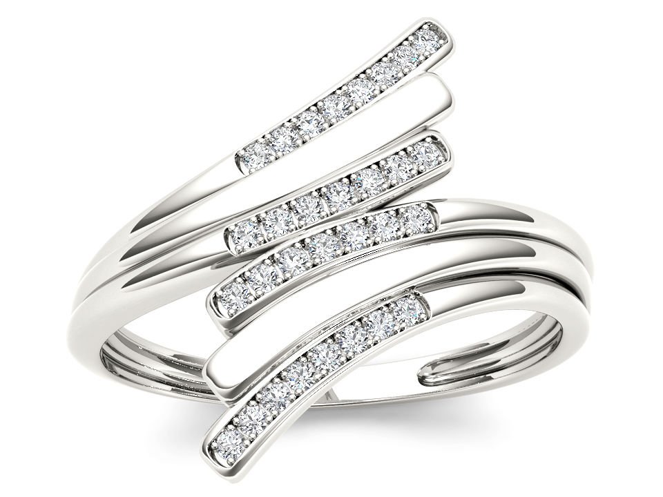 Solid 10k White Gold 0.1 Ct Round Cut Diamond Fashion Engagement Ring HI I2