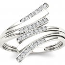 Solid 10k White Gold 0.1 Ct Round Cut Diamond Fashion Engagement Ring HI I2