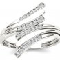 Solid 10k White Gold 0.1 Ct Round Cut Diamond Fashion Engagement Ring HI I2