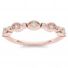 Genuine 10K Rose Gold 0.10 Ct Round Cut Diamond Wedding Band