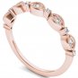 Genuine 10K Rose Gold 0.10 Ct Round Cut Diamond Wedding Band