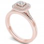 Solid 10k Rose Gold 0.25Ct Natural Diamond Marquise Halo Engagement Ring Set HI