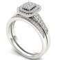 14k White Gold 0.33Ct Natural Diamond Halo Engagement Ring Set HI,I2