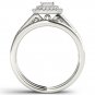 14k White Gold 0.33Ct Natural Diamond Halo Engagement Ring Set HI,I2