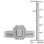 14k White Gold 0.33Ct Natural Diamond Halo Engagement Ring Set HI,I2