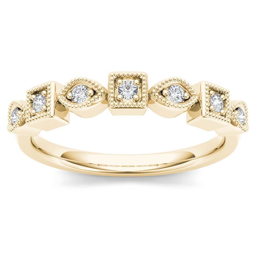 Genuine 10K Yellow Gold 0.10 Ct Brillant Round Cut Diamond Wedding Band