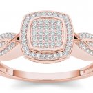 14k Rose Gold 0.25 Ct Round Cut Diamond Cluster Halo Engagement Ring HI I2 Size 14k Rose Gold 0.25 Ct Round Cut Diamond Cluster Halo Engagement Ring HI I2 Size