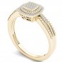 14k Yellow Gold 0.2 Ct Round Cut Diamond Cluster Halo Engagement Fashion Ring HI