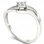 10k White Gold 0.1 Ct Diamond Split Shank Bypass Fashion Engagement Ring HI I2