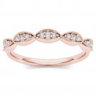 Genuine 10K Rose Gold 0.12 Ct Brillant Round Cut Diamond Wedding Band
