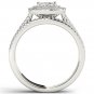 14k White Gold 0.50Ct Natural Diamond Cushion Shaped Halo Engagement Ring Set