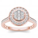 10K Rose Gold 0.50 Ct Brilliant Round Cut Diamond Cluster Engagement Ring