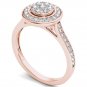 10K Rose Gold 0.50 Ct Brilliant Round Cut Diamond Cluster Engagement Ring
