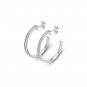 S925 Sterling Silver 0.25Ct Round Cut Diamond  Row Half Hoop Earrings