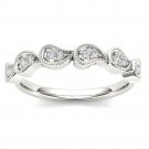Genuine 10K White Gold 0.08 Ct Brillant Round Cut Diamond  Wedding Band