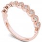 Genuine 10K Rose Gold 0.12 Ct Solid Round Cut Diamond Wedding Band