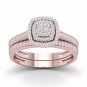 Solid 10k Rose Gold 0.33Ct Diamond Cluster Halo Engagement Ring Set  (HI,I2)