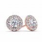 0.50 Ct Natural Round Cut Diamond Halo Stud Earrings in 10k Rose Gold