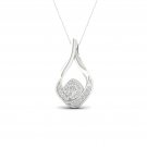 S925 Sterling Silver 0.2Ct TW Diamond Drop Shaped Necklace