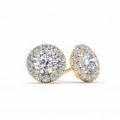 0.50 Ct Natural Round Cut Diamond Halo Stud Earrings in 10k Yellow Gold 0.50 Ct Natural Round Cut Diamond Halo Stud Earrings in 10k Yellow Gold
