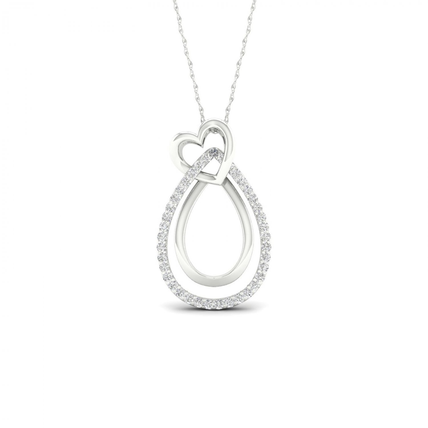 10k White Gold 0.1ct TDW Diamond Heart Necklace (I-J, I2)
