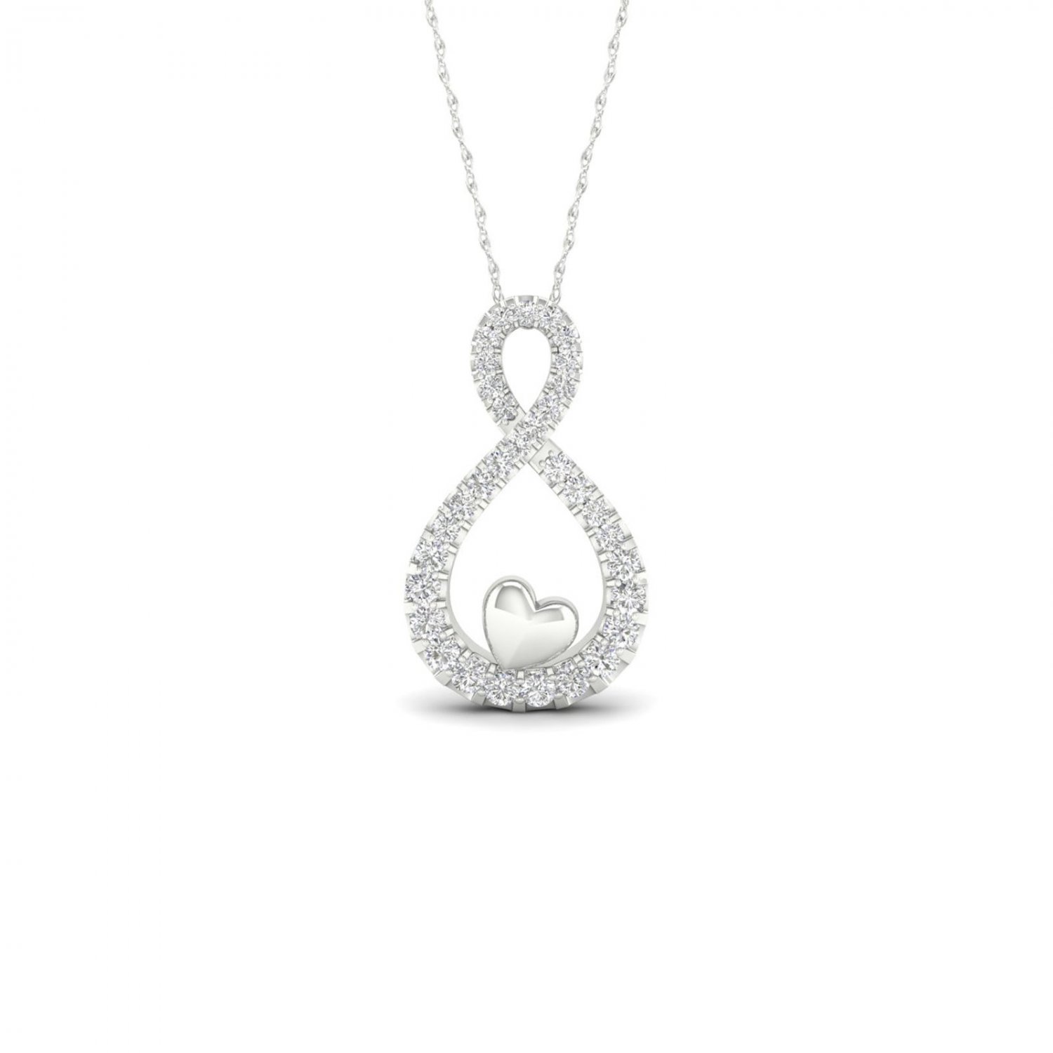 10k White Gold 0.15ct TDW Diamond Infinity & Heart Necklace (I-J, I2)