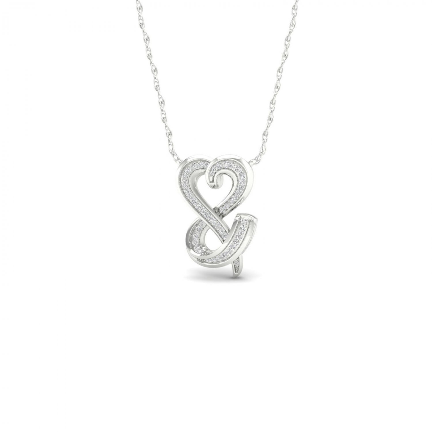 10k White Gold 0.15ct TDW Diamond Heart Infinity Necklace (I-J, I2)