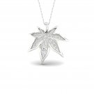S925 Sterling Silver 0.33ct TDW Diamond Maple Leaf Necklace (I-J, I2)