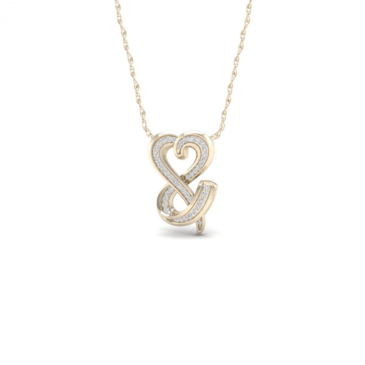 10k Yellow Gold 0.15ct TDW Diamond Heart Infinity Necklace (I-J, I2)