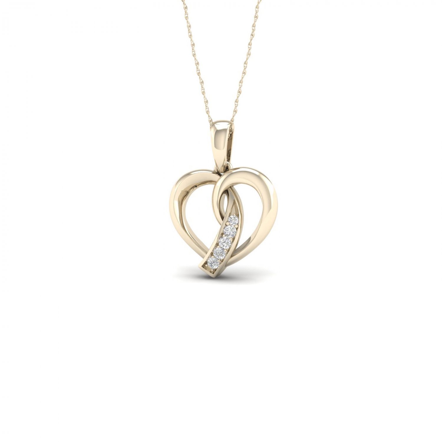 10k Yellow Gold 0.04ct TDW Diamond Knot Heart Necklace (I-J, I2)
