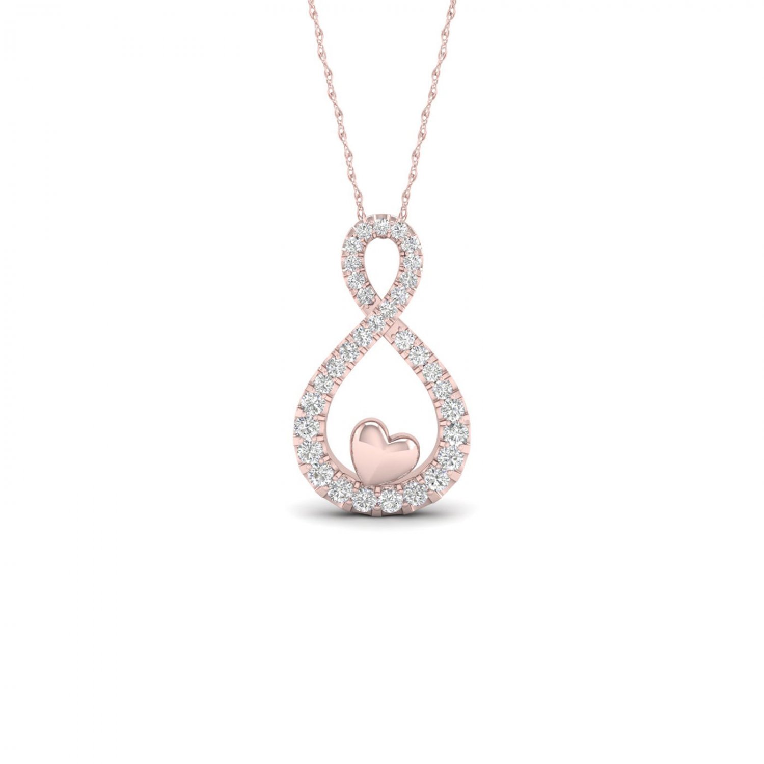 10k Rose Gold 0.15ct TDW Diamond Infinity & Heart Necklace (I-J, I2)