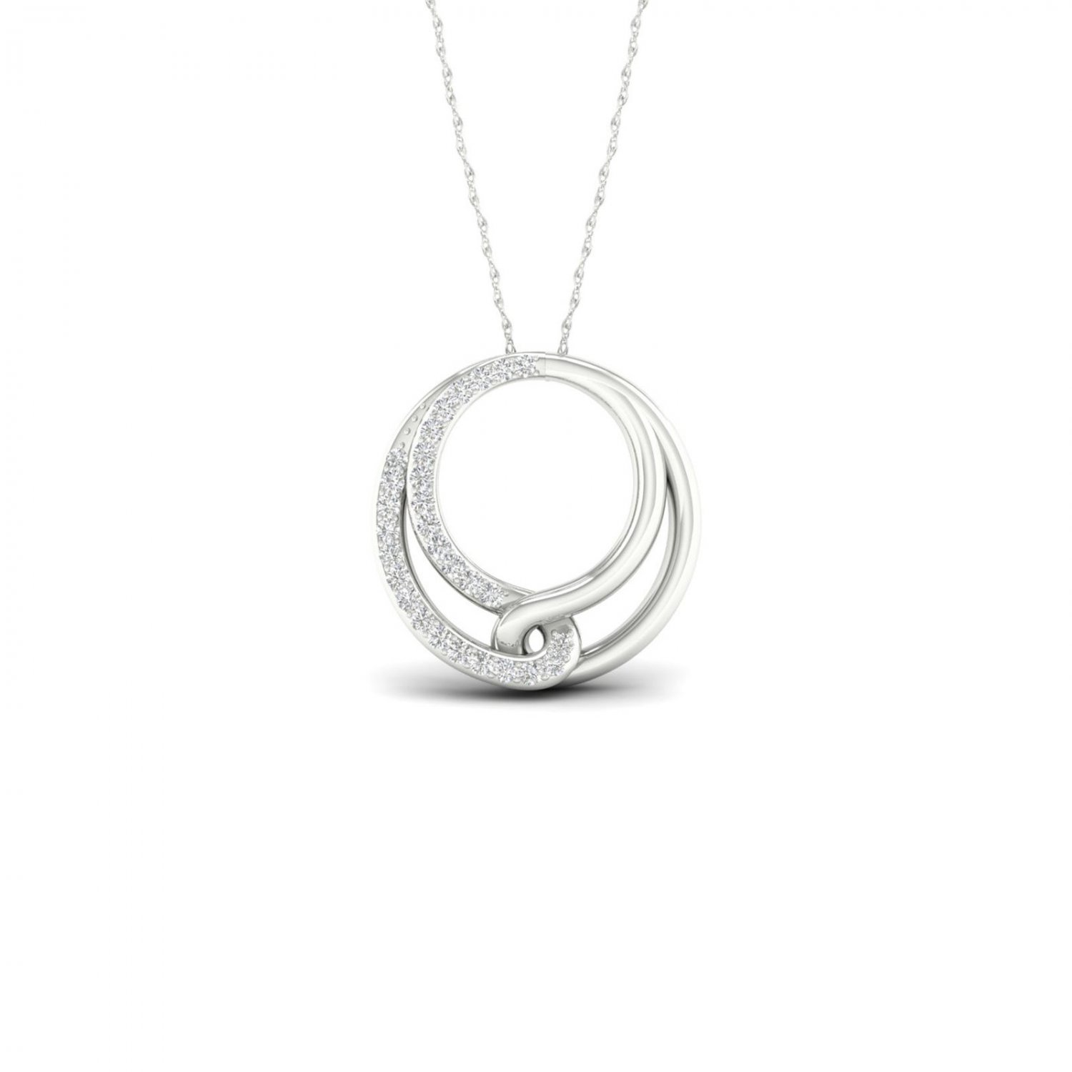 10k White Gold 0.1ct TDW Diamond Interlocked Loops Necklace (I-J, I2)