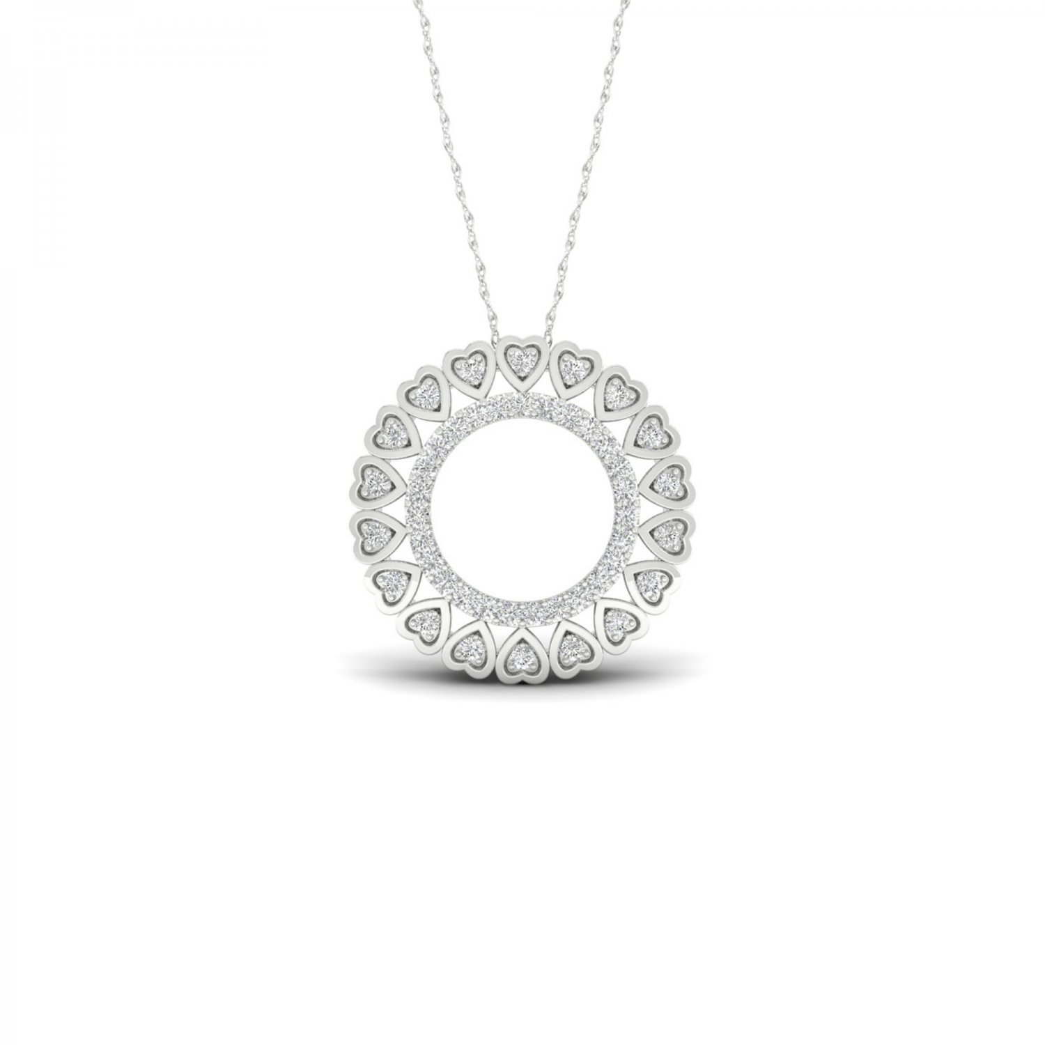 10k White Gold 0.16ct TDW Diamond Filigree Circle Necklace (I-J, I2)