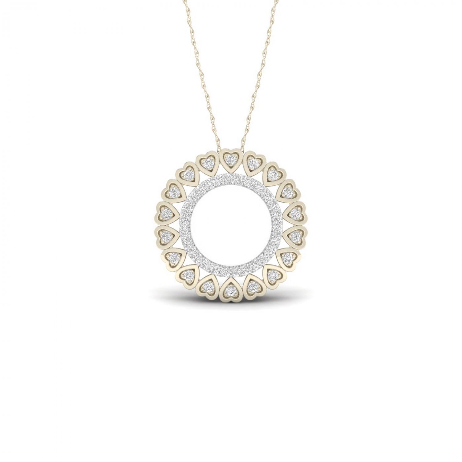 10k Yellow Gold 0.16ct TDW Diamond Filigree Circle Necklace (I-J, I2)