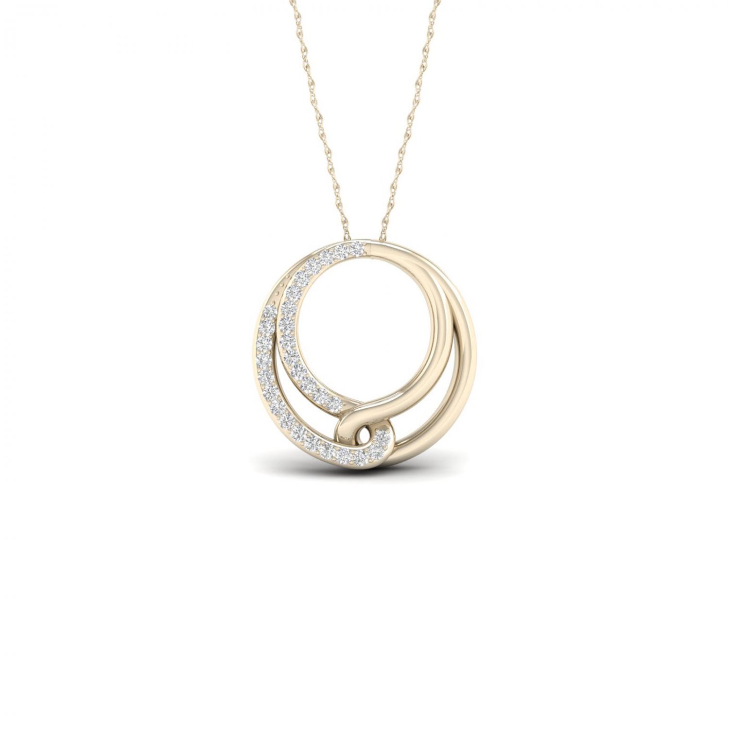 10k Yellow Gold 0.1ct TDW Diamond Interlocked Loops Necklace (I-J, I2)