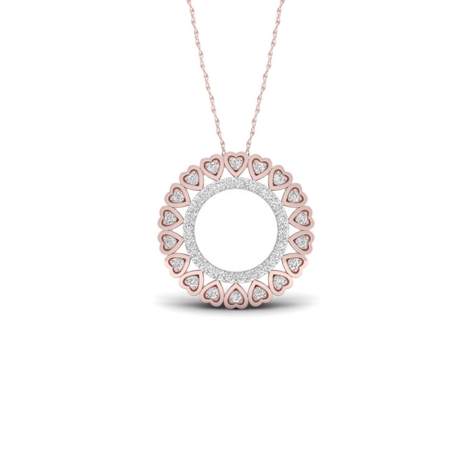 10k Rose Gold 0.16ct TDW Diamond Filigree Circle Necklace (I-J, I2)