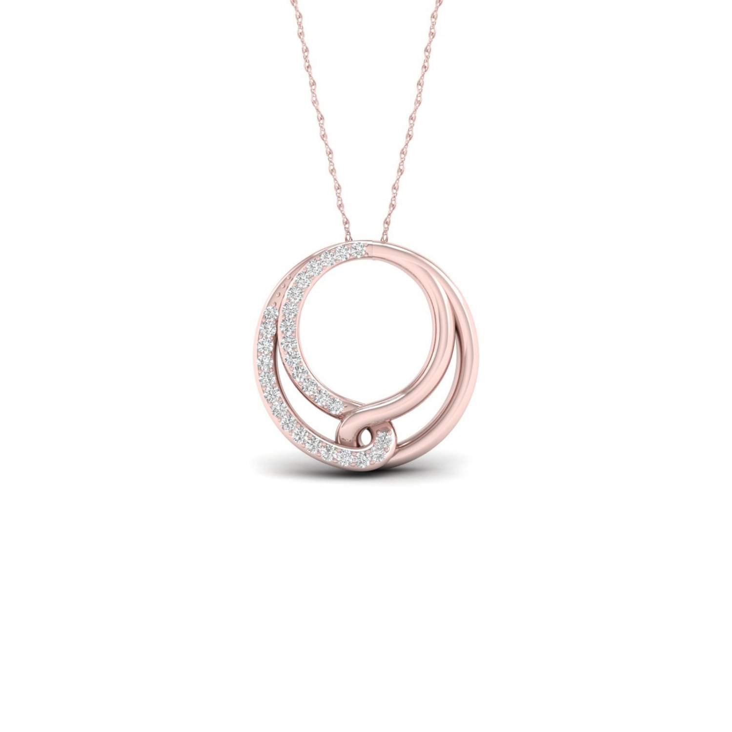 10k Rose Gold 0.1ct TDW Diamond Interlocked Loops Necklace (I-J, I2)