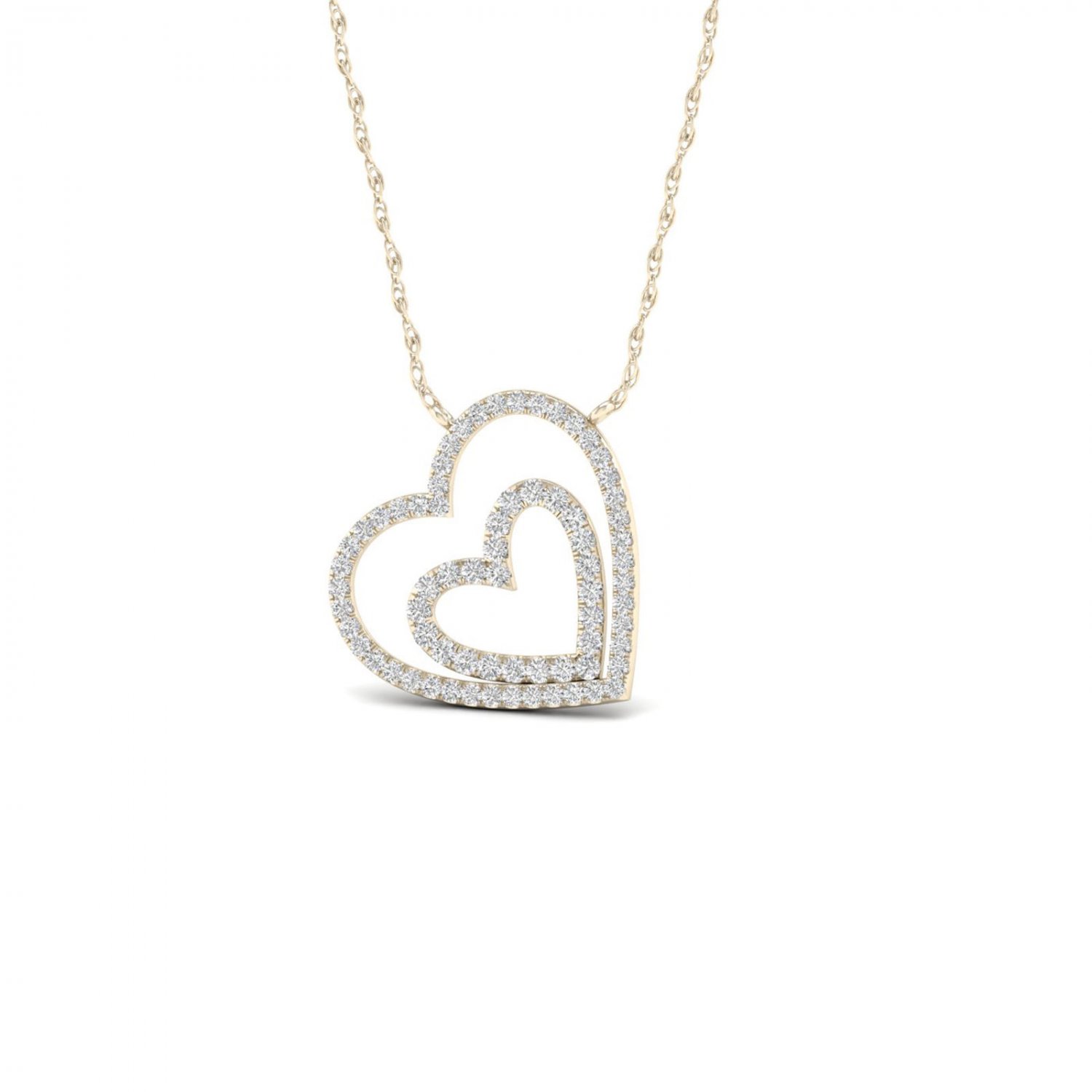 10k Yellow Gold 0.25ct TDW Diamond Heart Necklace (I-J, I2)