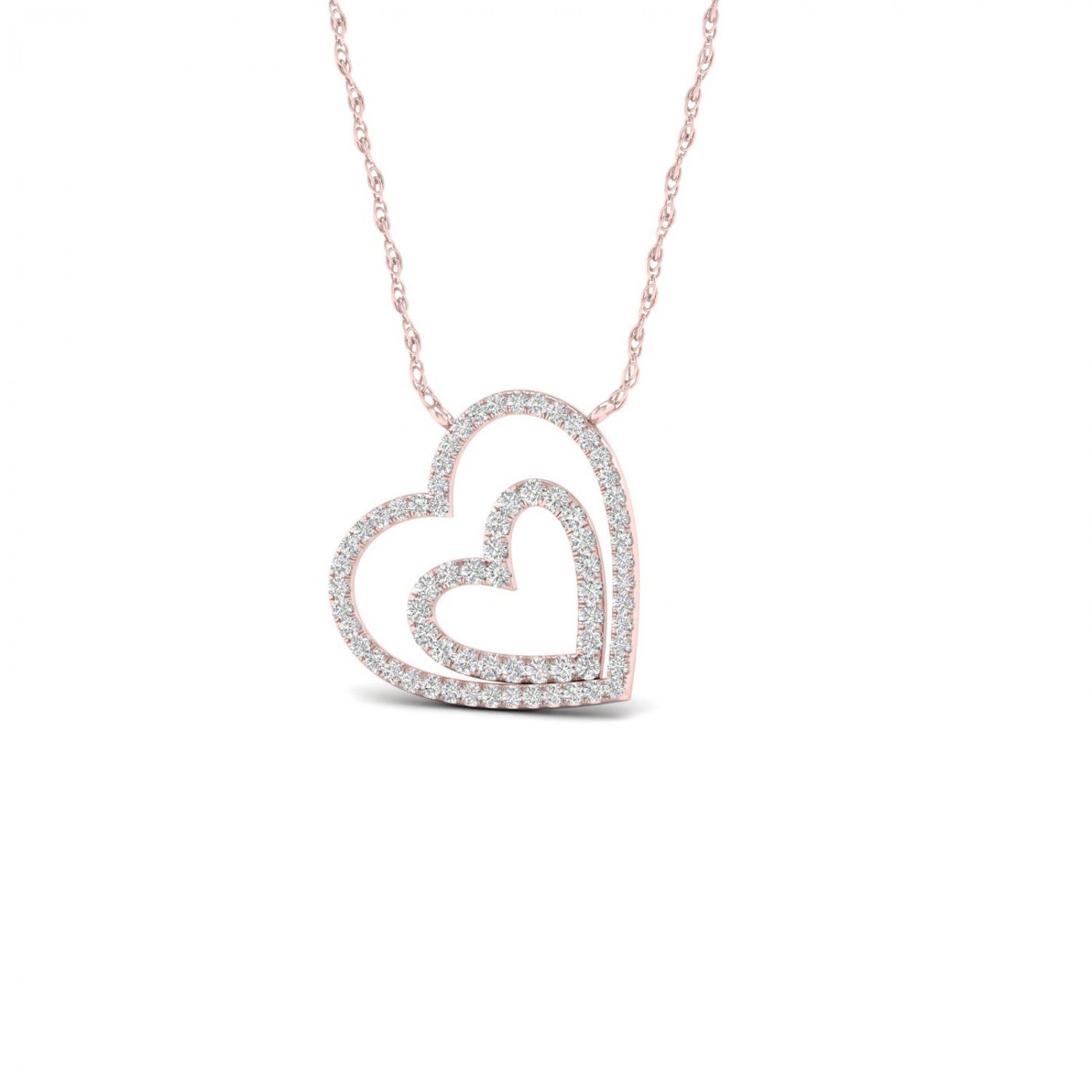 10k Rose Gold 0.25ct TDW Diamond Heart Necklace (I-J, I2)