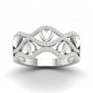 10k White Gold 0.20 Ct TDW Diamond Ribbon & Heart Fashion Ring