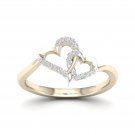 10K Yellow Gold 0.07 Ct TDW Diamond Double Heart Ring (I-J, I2)