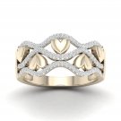 10k Yellow Gold 0.20 Ct TDW Diamond Ribbon & Heart Fashion Ring