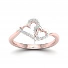 10K Rose Gold 0.07 Ct TDW Diamond Double Heart Ring (I-J, I2)