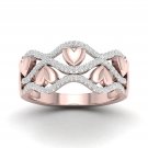 10k Rose Gold 0.20 Ct TDW Diamond Ribbon & Heart Fashion Ring