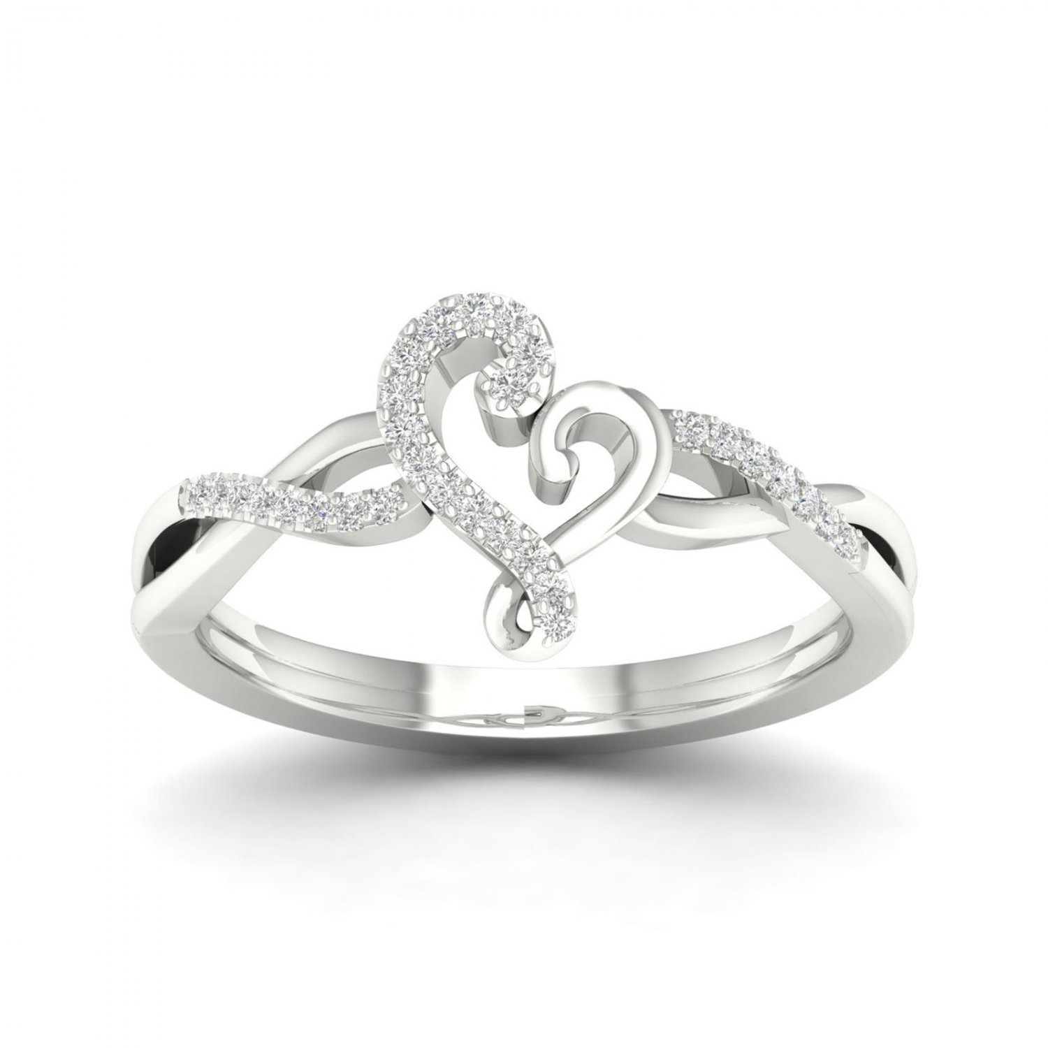 10K White Gold 0.08 Ct TDW Diamond Abstract Heart Fashion Ring